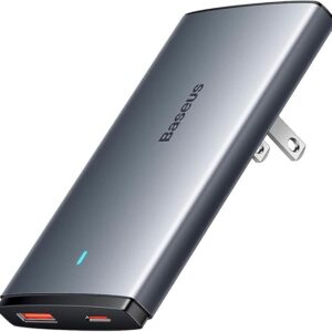 BASEUS GAN5 CHARGER 1xUSB-A 1xUSB-C With  USB-C CABLE 65W GRAY ( CCGP150113 )