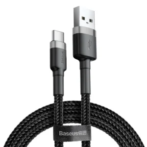 BASEUS 1METER CAFULE USB FOR TYPE-C 3A GRAY+BLACK CABLE ( CATKLF-BG1 )