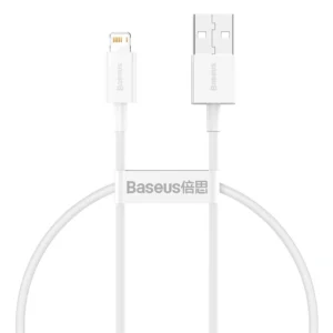 BASEUS SUPERIOR SERIES 0.25 METER FAST CHARGING DATA CABLE USB TO LIGHTNING 2.4A – WHITE ( CALYS-02 )